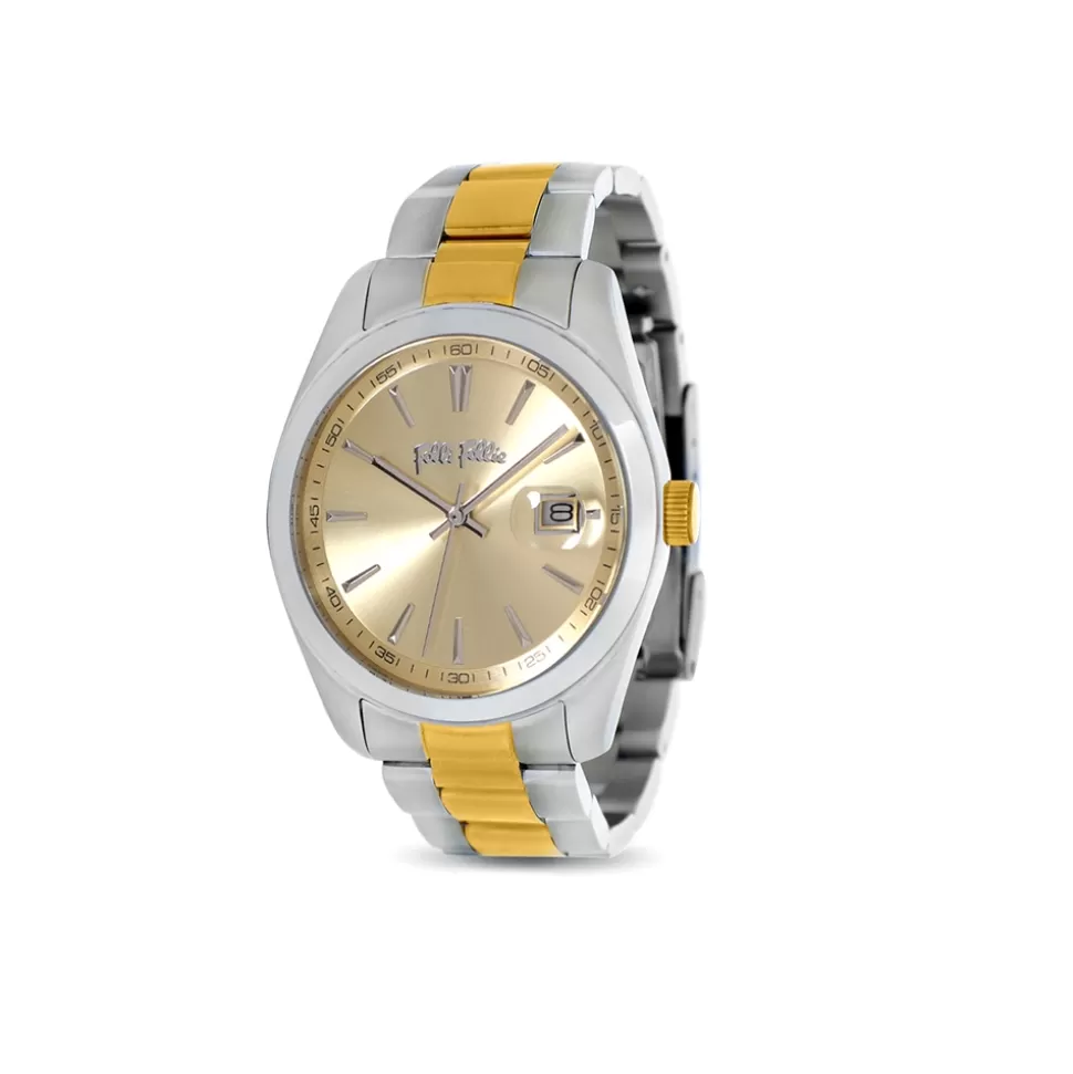 Women Folli Follie Bracelet^All Time Bi-Color Bracelet Watch With Large Case And Gold Dial