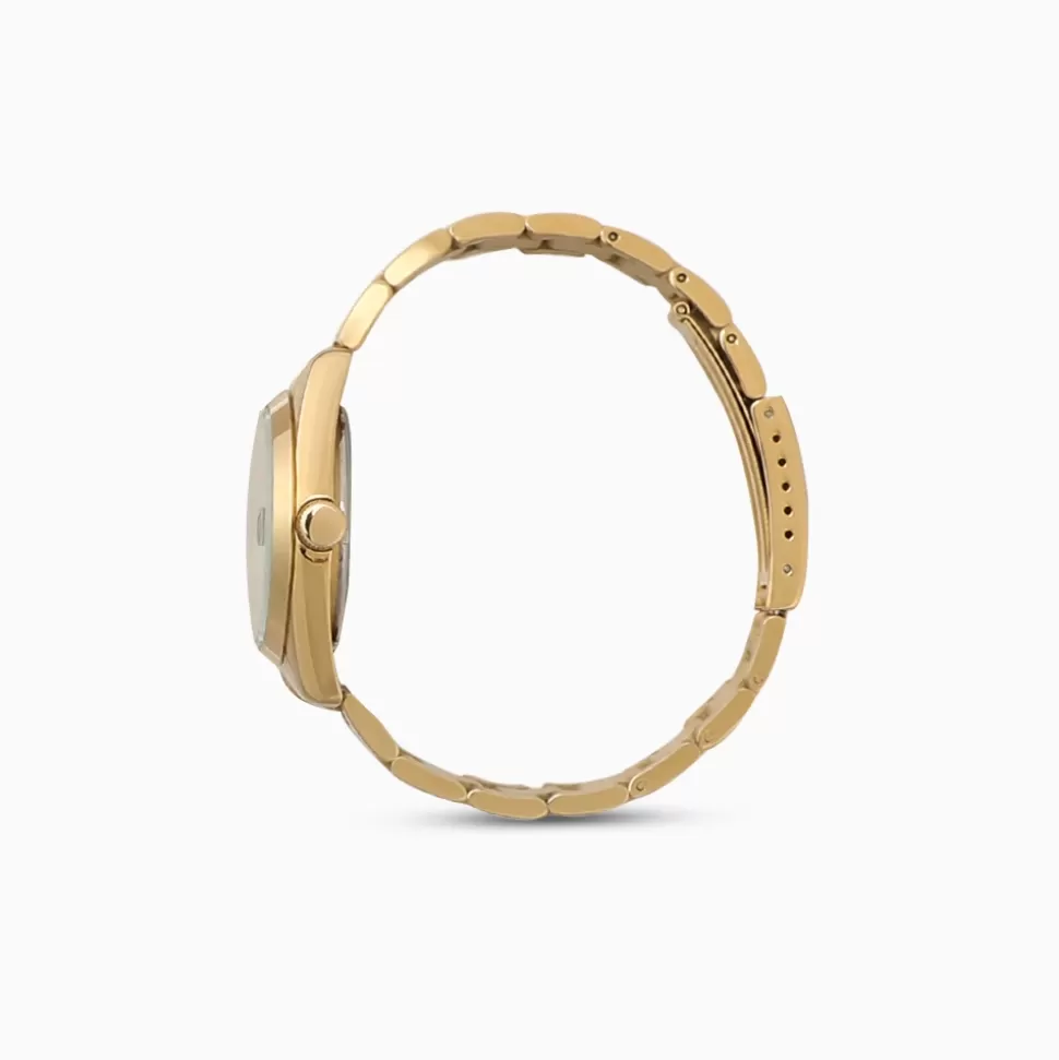 Women Folli Follie Bracelet^All Time Gold Plated Bracelet Watch With Small Case And White Mop Dial