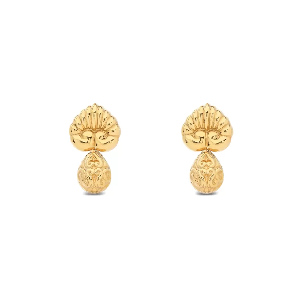 Women Folli Follie Earrings^Archaics Gold Plated Earrings Anthemion And Carved Drop