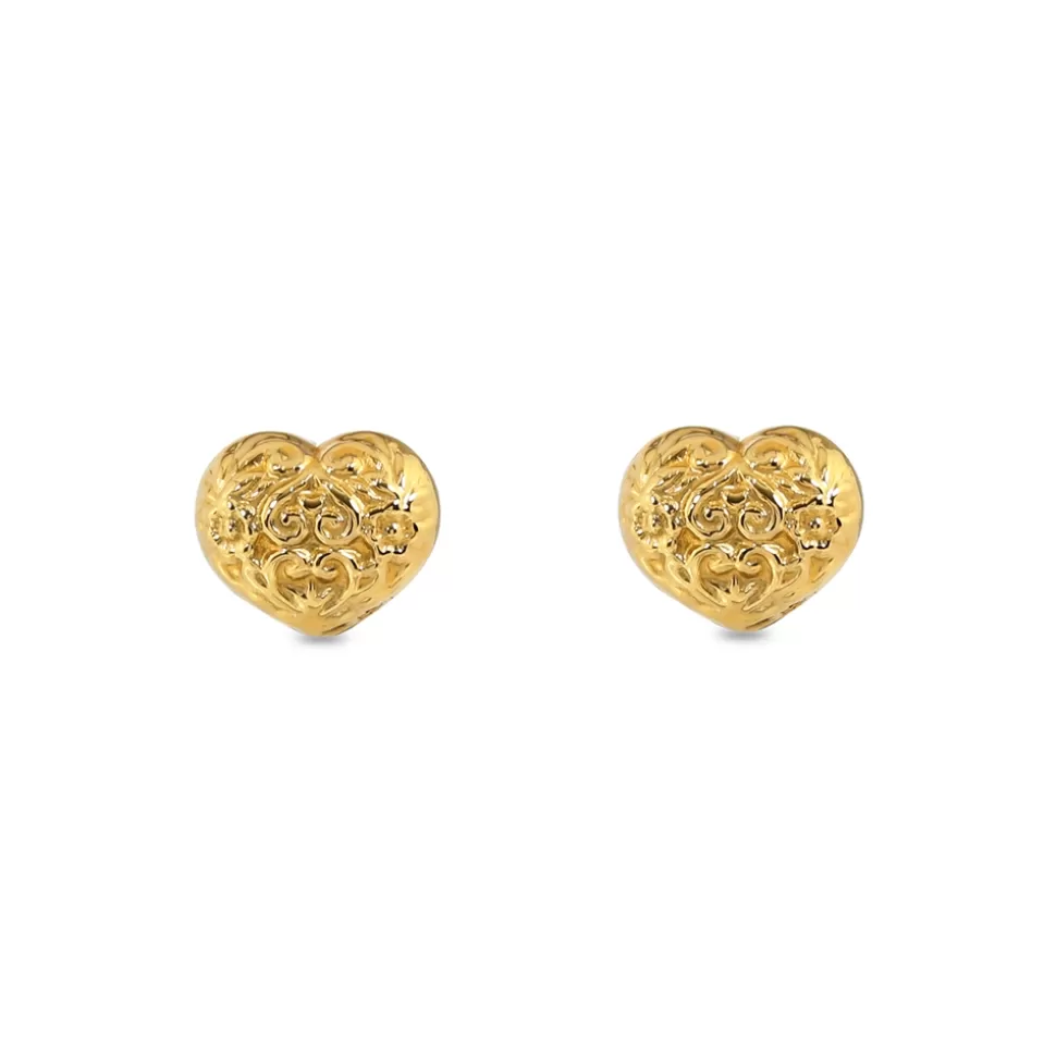 Women Folli Follie Earrings^Archaics Gold Plated Earrings Carved Heart