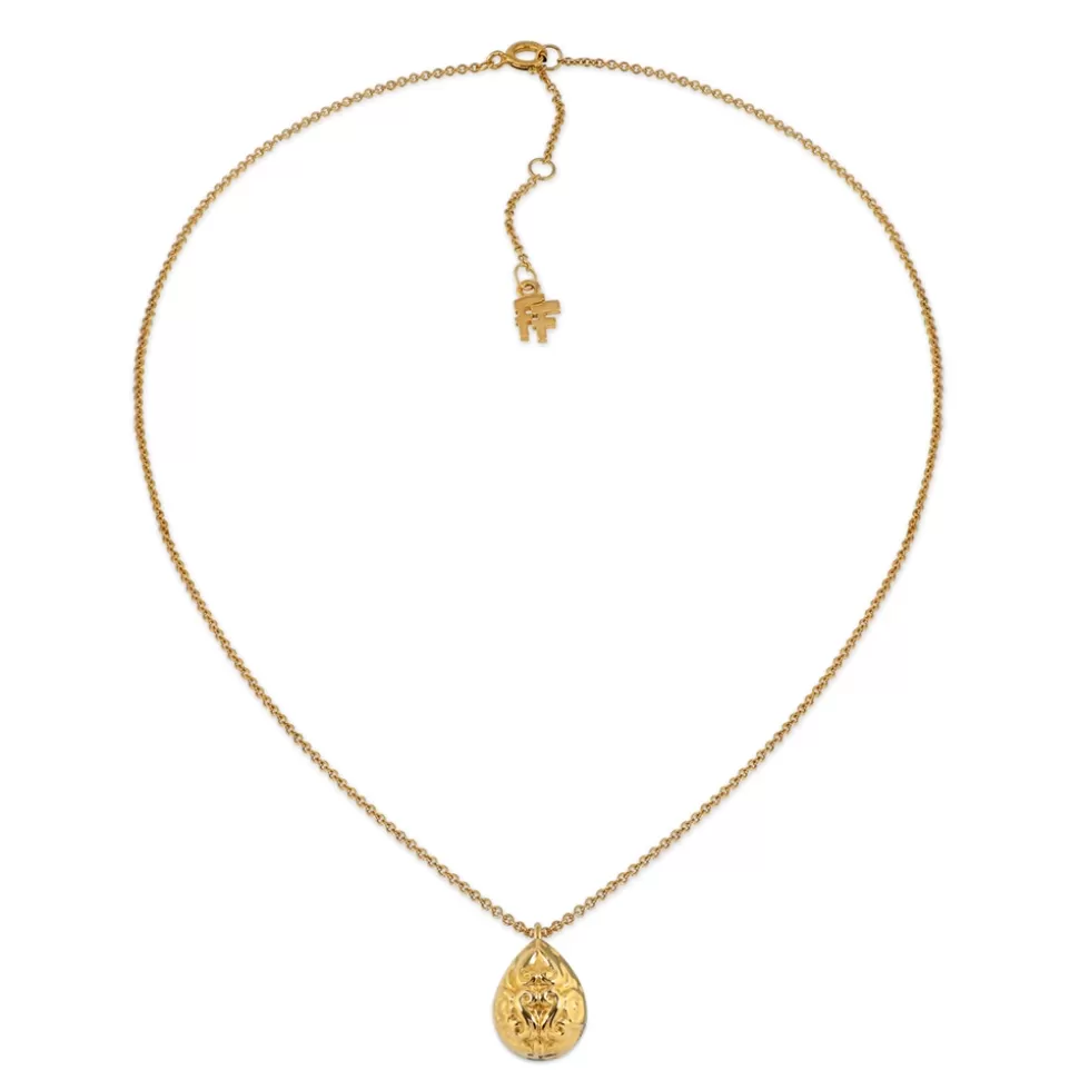 Women Folli Follie Necklaces^Archaics Short Gold Plated Necklace With Carved Drop