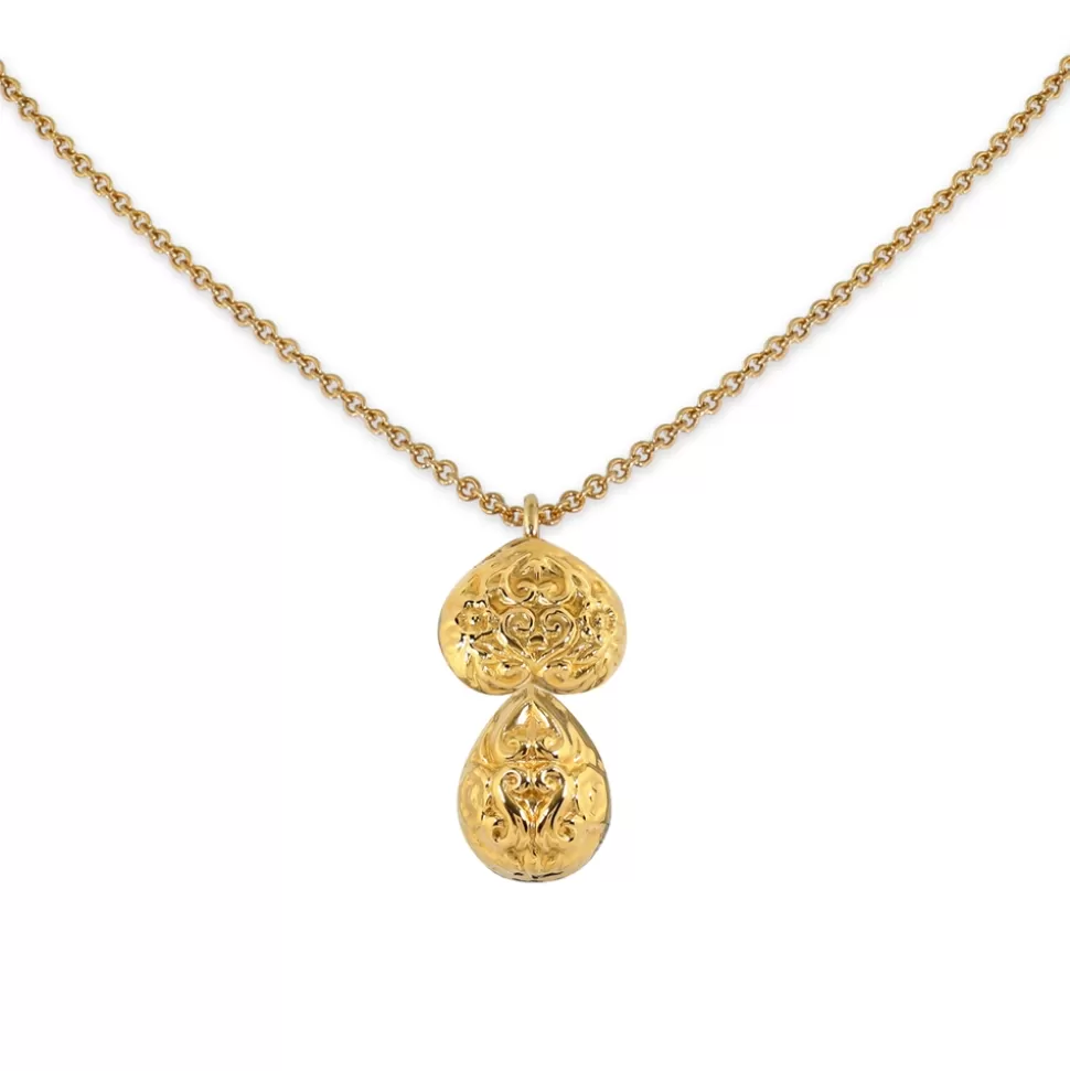 Women Folli Follie Necklaces^Archaics Short Gold Plated Necklace With Carved Heart And Drop