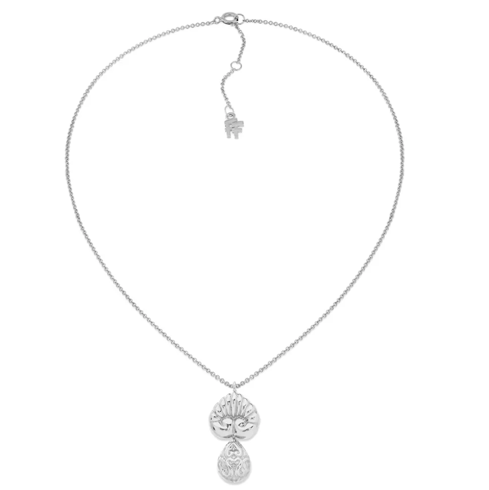 Women Folli Follie Necklaces^Archaics Short Silver Necklace With Anthemion And Carved Drop