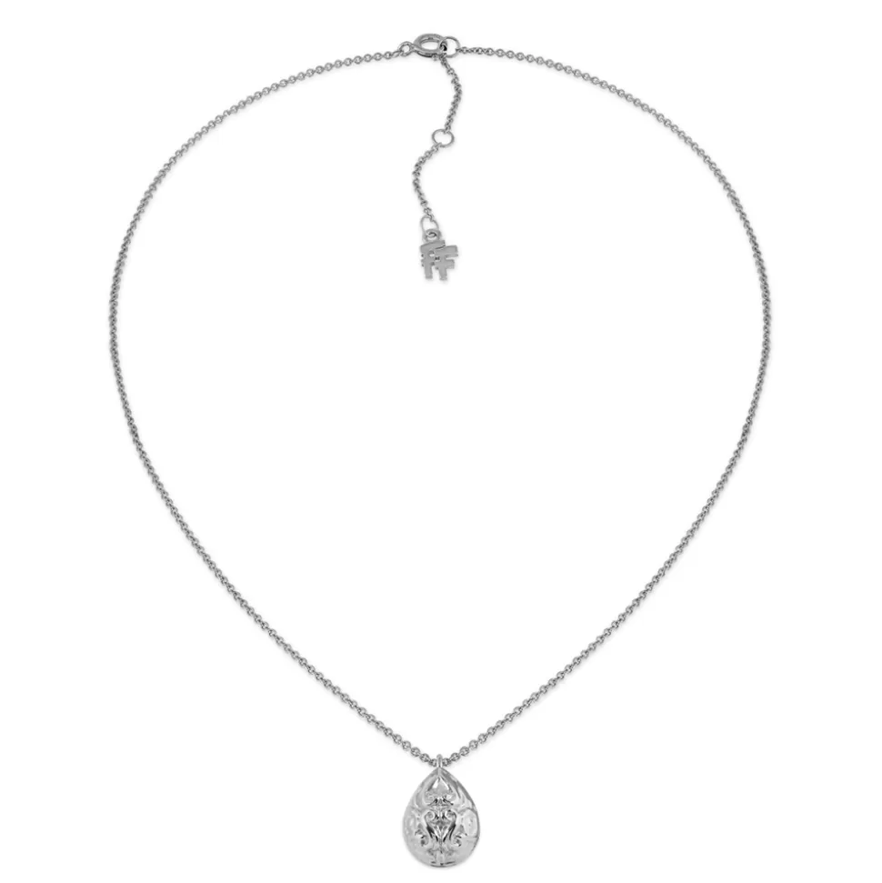 Women Folli Follie Necklaces^Archaics Short Silver Necklace With Carved Drop