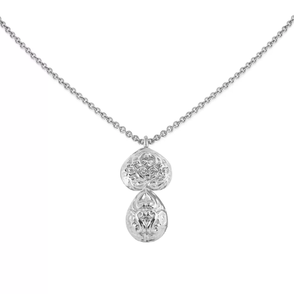 Women Folli Follie Necklaces^Archaics Short Silver Necklace With Carved Heart And Drop