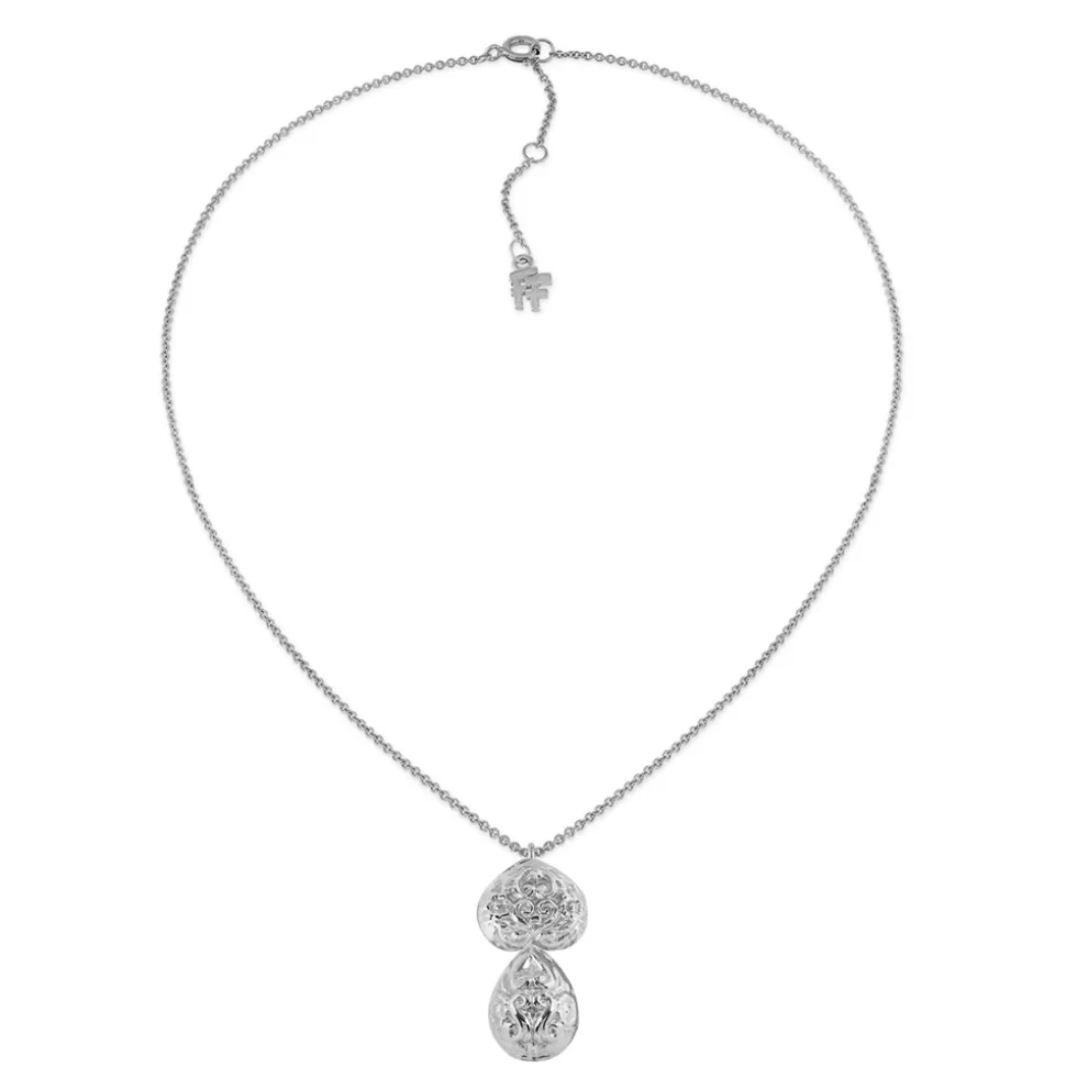 Women Folli Follie Necklaces^Archaics Short Silver Necklace With Carved Heart And Drop