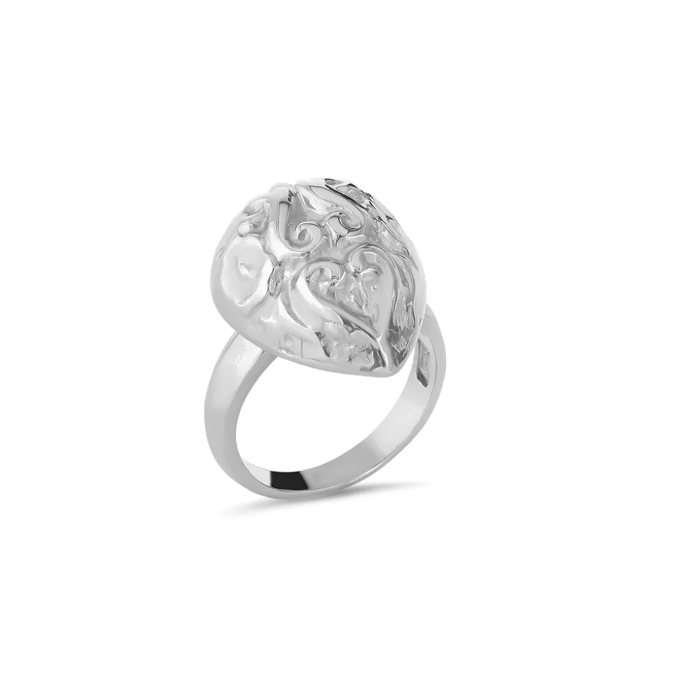 Women Folli Follie Rings^Archaics Silver Ring Carved Drop