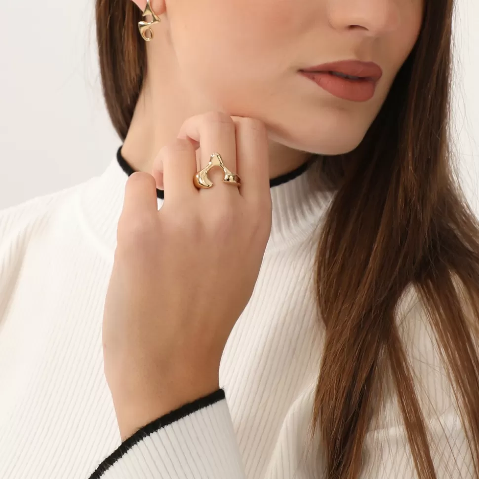 Women Folli Follie Rings^Beauty Flow Gold Plated Ring