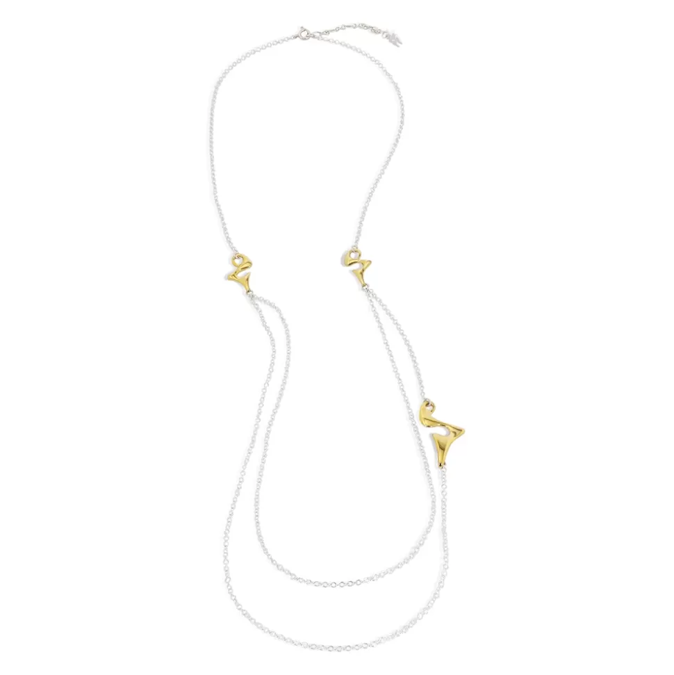 Women Folli Follie Necklaces^Beauty Flow Long Silver Double Chain Necklace With Irregular Motifs