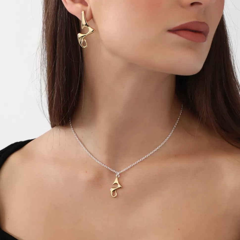 Women Folli Follie Necklaces^Beauty Flow Short Silver Necklace With Hanging Irregular Motif