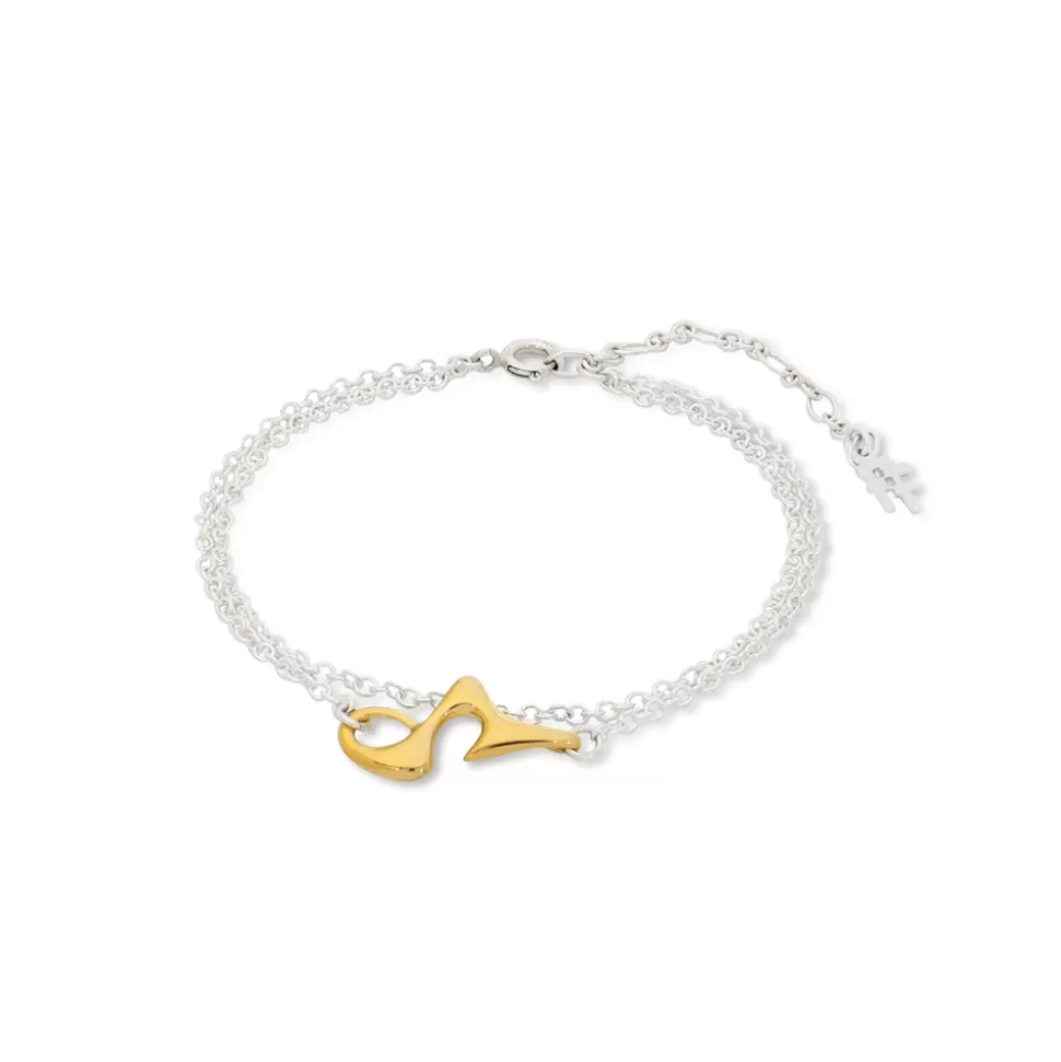 Women Folli Follie Bracelets^Beauty Flow Silver Double Chain Bracelet With Irregular Motif