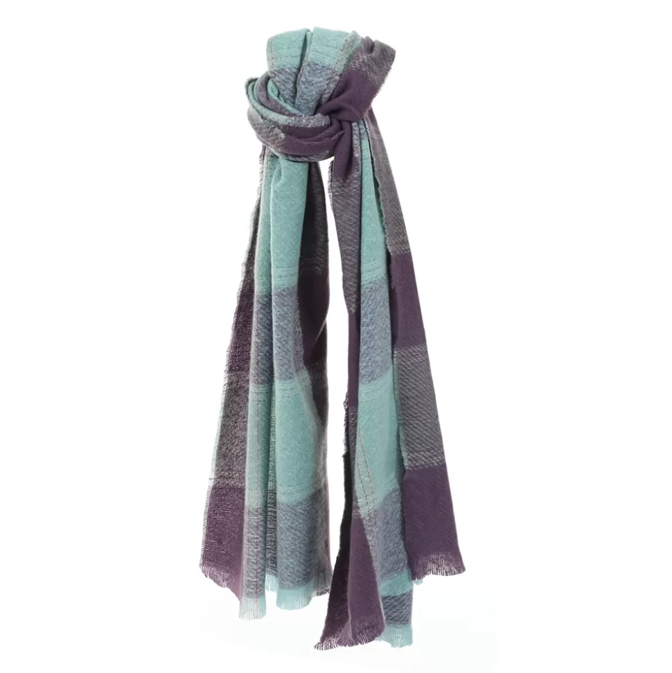 Women Folli Follie Scarves^Checkered Scarf From Viscose Green And Purple