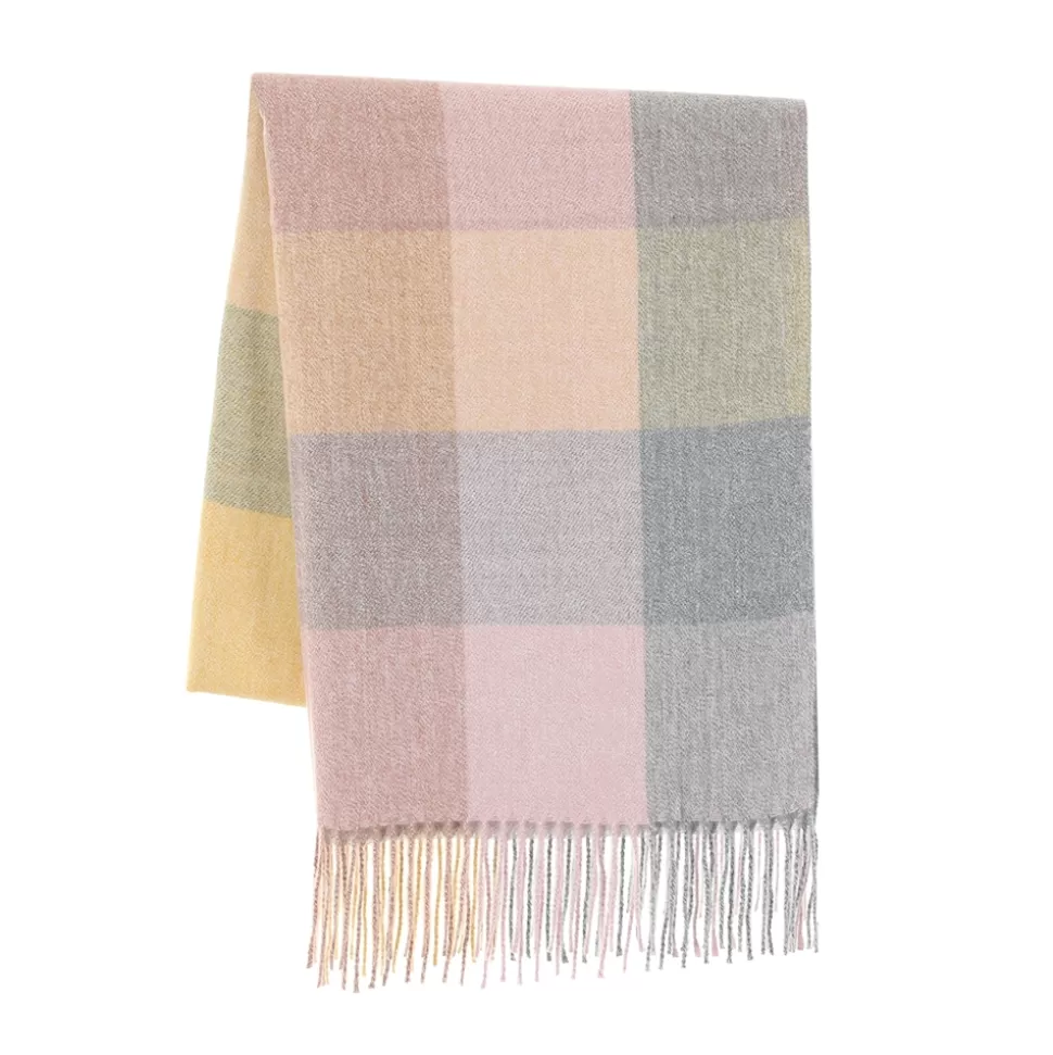 Women Folli Follie Scarves^Checkered Scarf From Wool Yellow, Gray, Pink