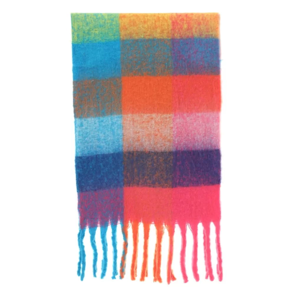 Women Folli Follie Scarves^Chunky Fringe Scarf Fuchsia-Orange-Blue