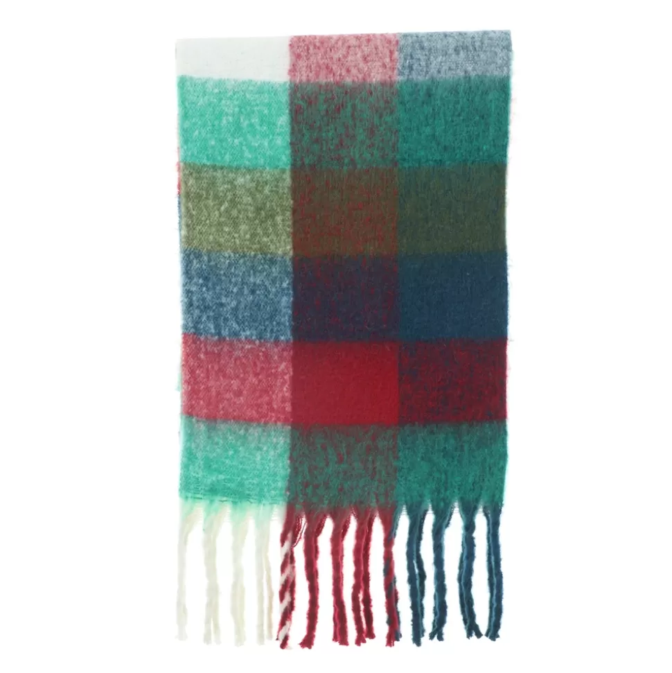 Women Folli Follie Scarves^Chunky Fringe Scarf Green-Red-Blue