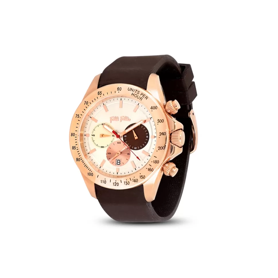 Women Folli Follie Chronograph^Color Me Freesilicone Strap Rose Gold Plated Watch