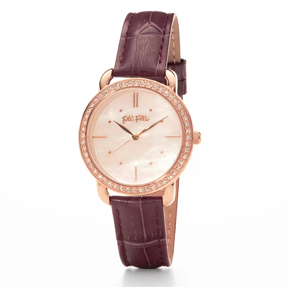 Women Folli Follie Leather Strap^Daylight Medium Caseleather Watch