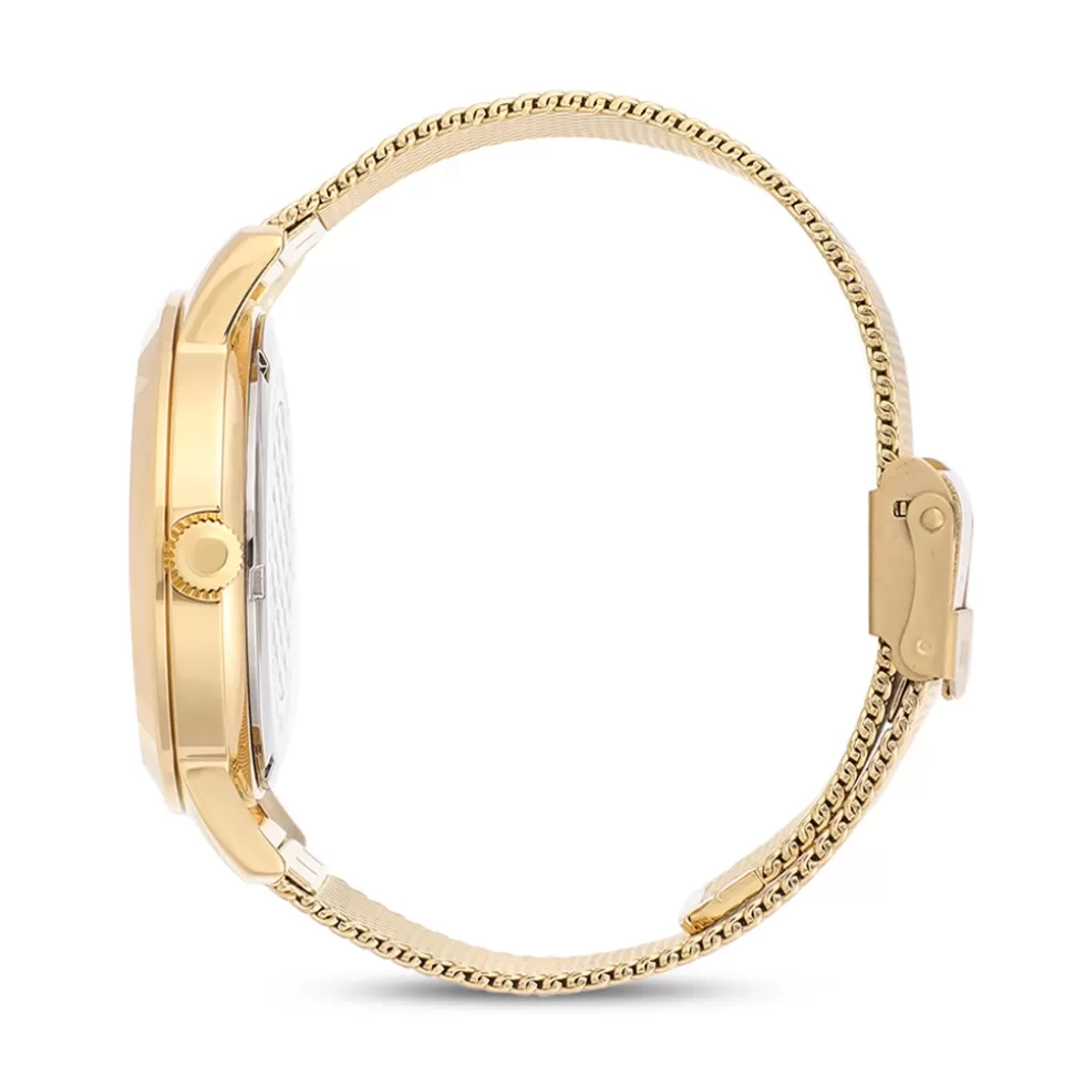 Women Folli Follie Bracelet^Drive Me Gold Plated Watch With Mesh Bracelet