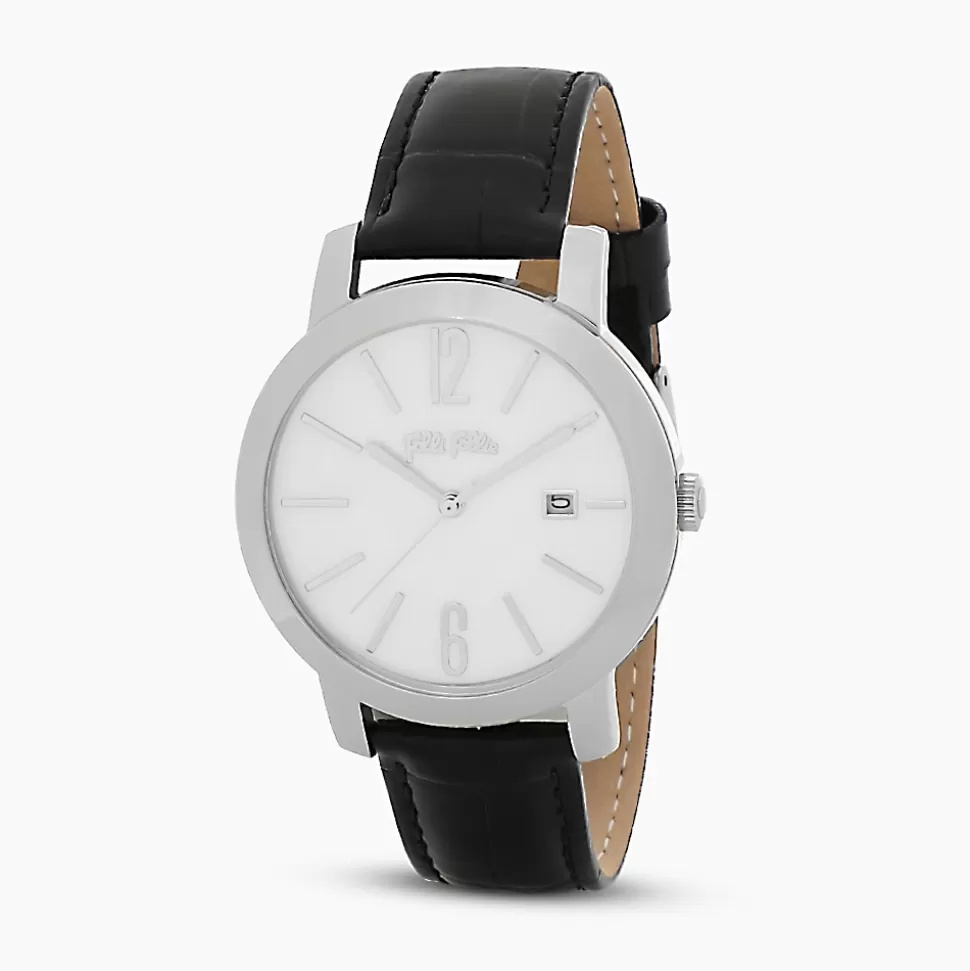 Women Folli Follie Leather Strap^Drive Me Watch With Black Leather Strap