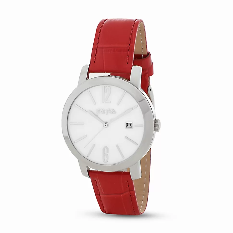 Women Folli Follie Leather Strap^Drive Me Watch With Red Leather Strap