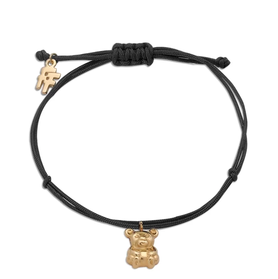 Women Folli Follie Bracelets^Fashionable.Me Cord Bracelet With Gold Plated Small Bear Motif