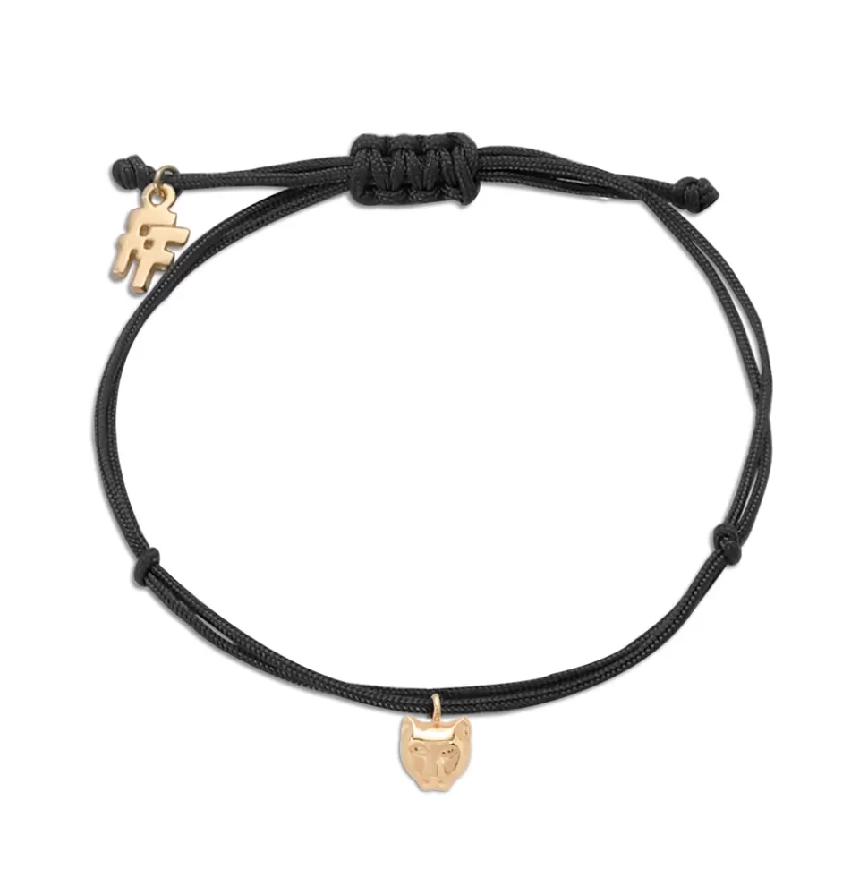 Women Folli Follie Bracelets^Fashionable.Me Cord Bracelet With Gold Plated Small Cat Motif
