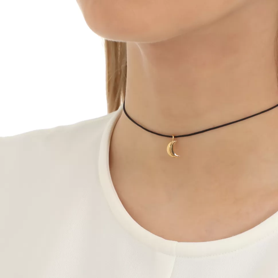 Women Folli Follie Necklaces^Fashionable.Me Cord Necklace With Gold Plated Moon Motif
