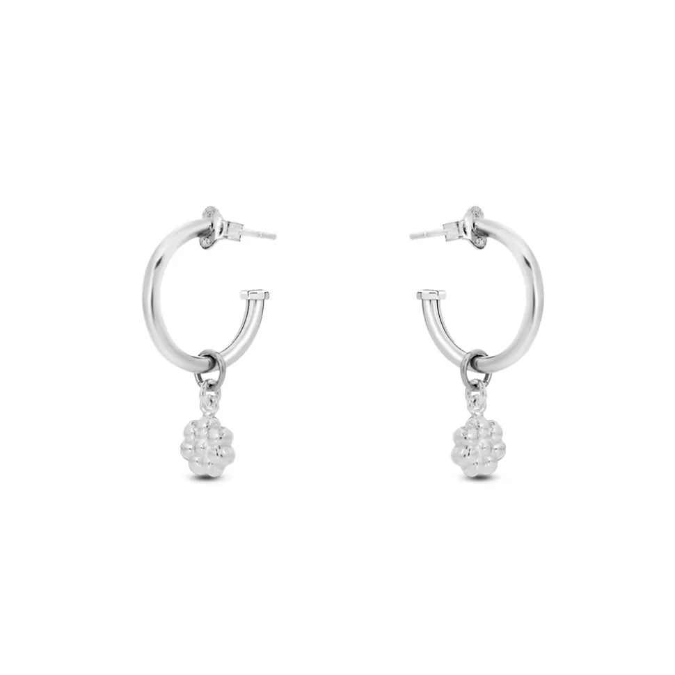 Women Folli Follie Earrings^Fashionable.Me Extra Small Silver Hoops With Flower Charm