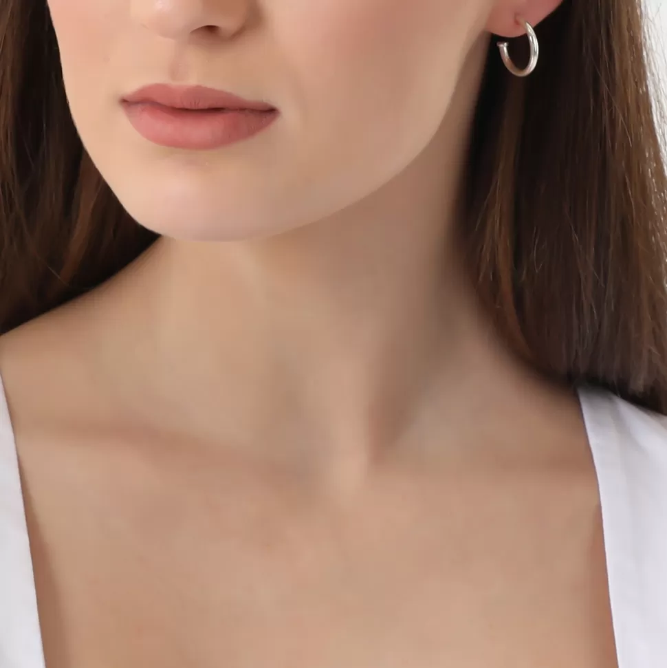 Women Folli Follie Earrings^Fashionable.Me Extra Small Silver Hoops With Flower Charm