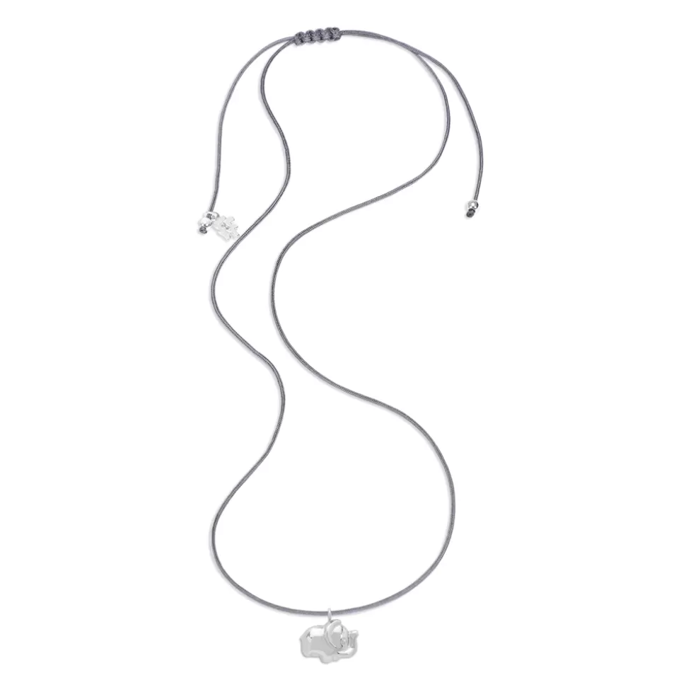 Women Folli Follie Necklaces^Fashionable.Me Grey Cord Necklace With Silver Elephant Motif