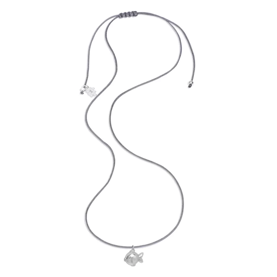 Women Folli Follie Necklaces^Fashionable.Me Grey Cord Necklace With Silver Fish Motif