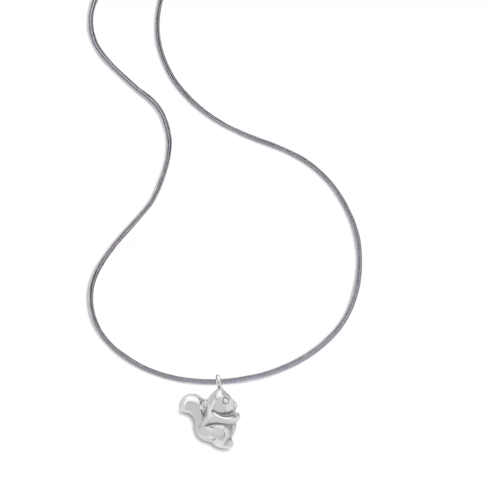 Women Folli Follie Necklaces^Fashionable.Me Grey Cord Necklace With Silver Squirrel Motif
