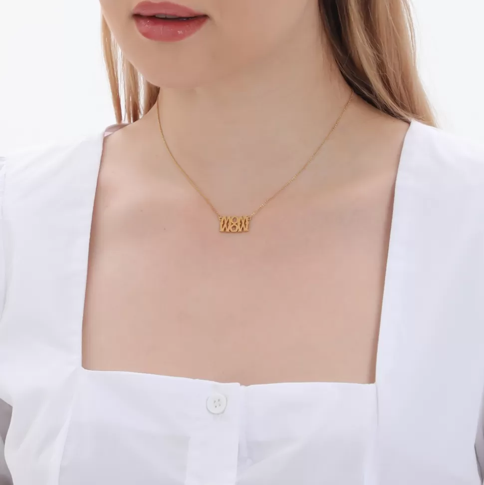 Women Folli Follie Necklaces^Fashionable.Me Short Matte Gold Plated Necklace With Word "Mom"