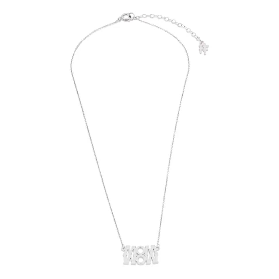 Women Folli Follie Necklaces^Fashionable.Me Short Matte Silver Necklace With Word "Mom"