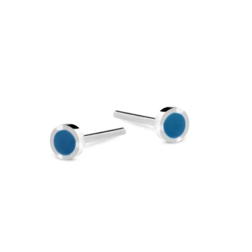 Women Folli Follie Earrings^Fashionable.Me Silver Round Studs Withenamel