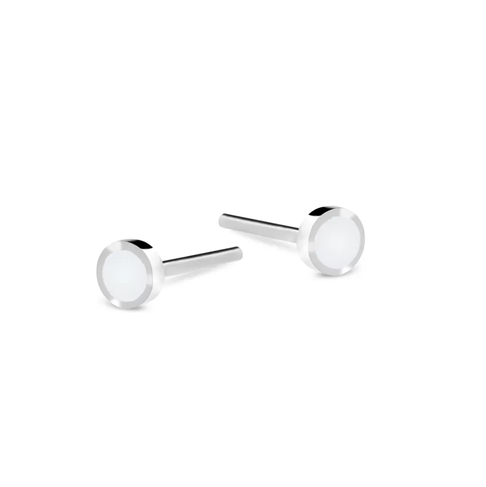 Women Folli Follie Earrings^Fashionable.Me Silver Round Studs Withenamel