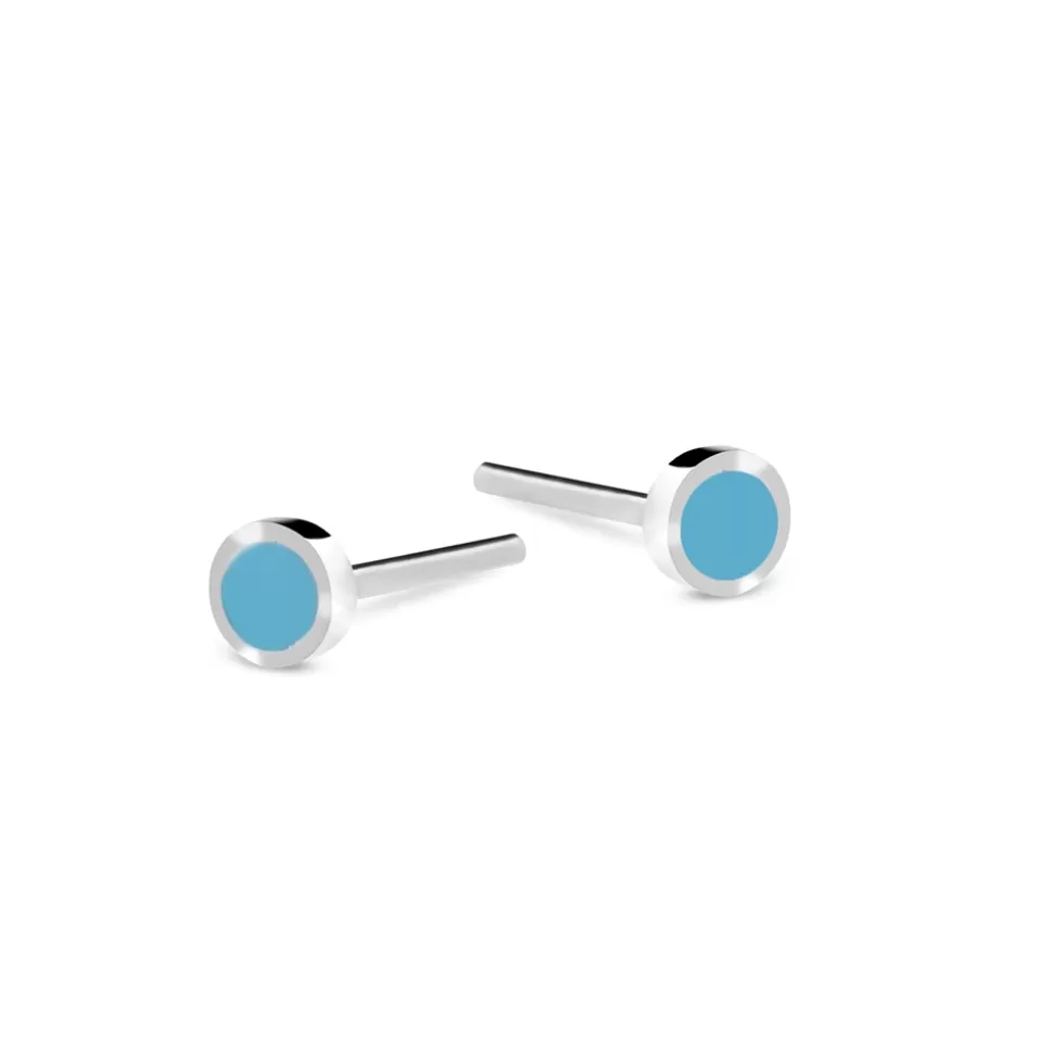 Women Folli Follie Earrings^Fashionable.Me Silver Round Studs Withenamel