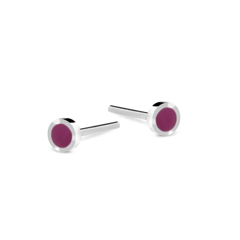 Women Folli Follie Earrings^Fashionable.Me Silver Round Studs Withenamel