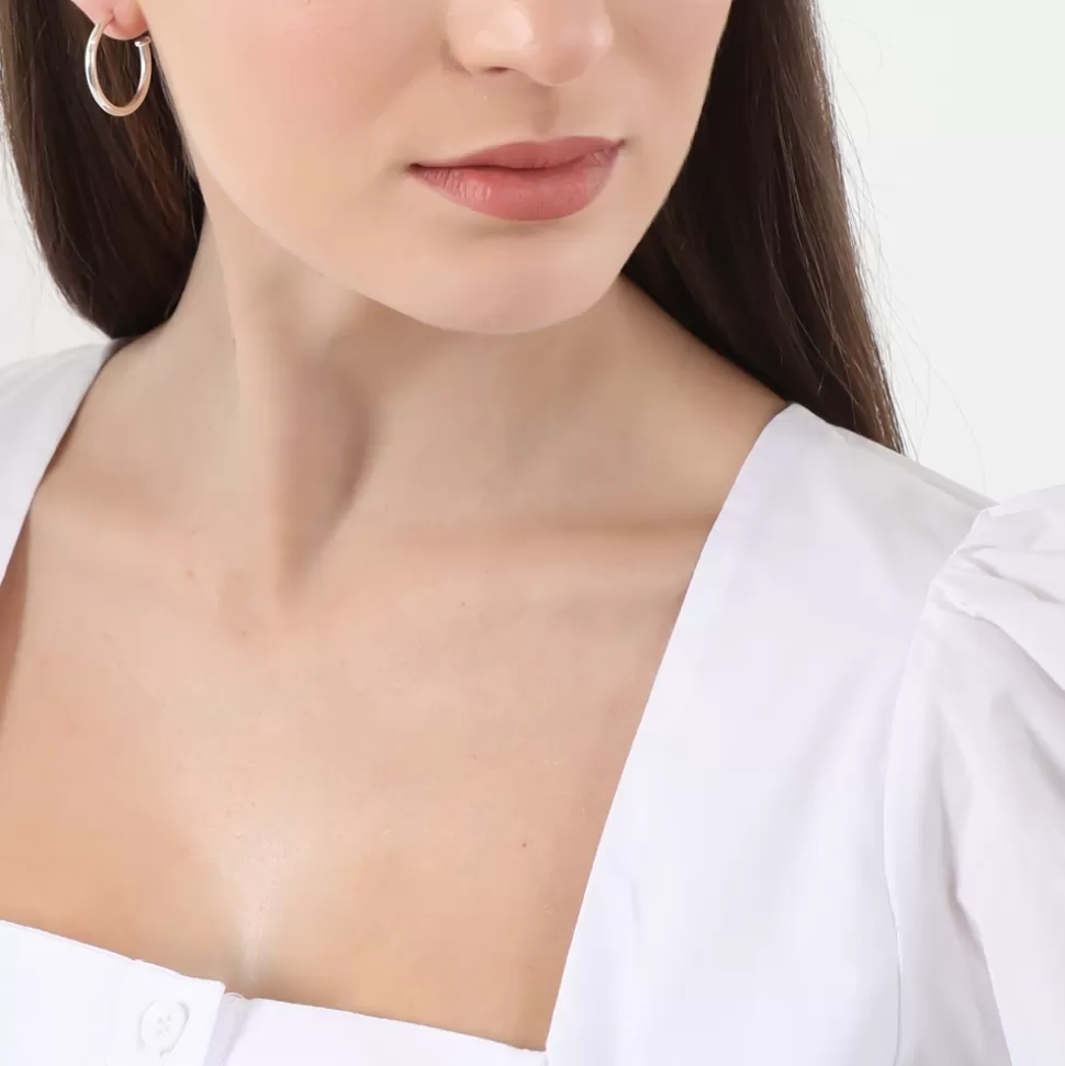 Women Folli Follie Earrings^Fashionable.Me Small Silver Hoops With Heart And Red Round Charms