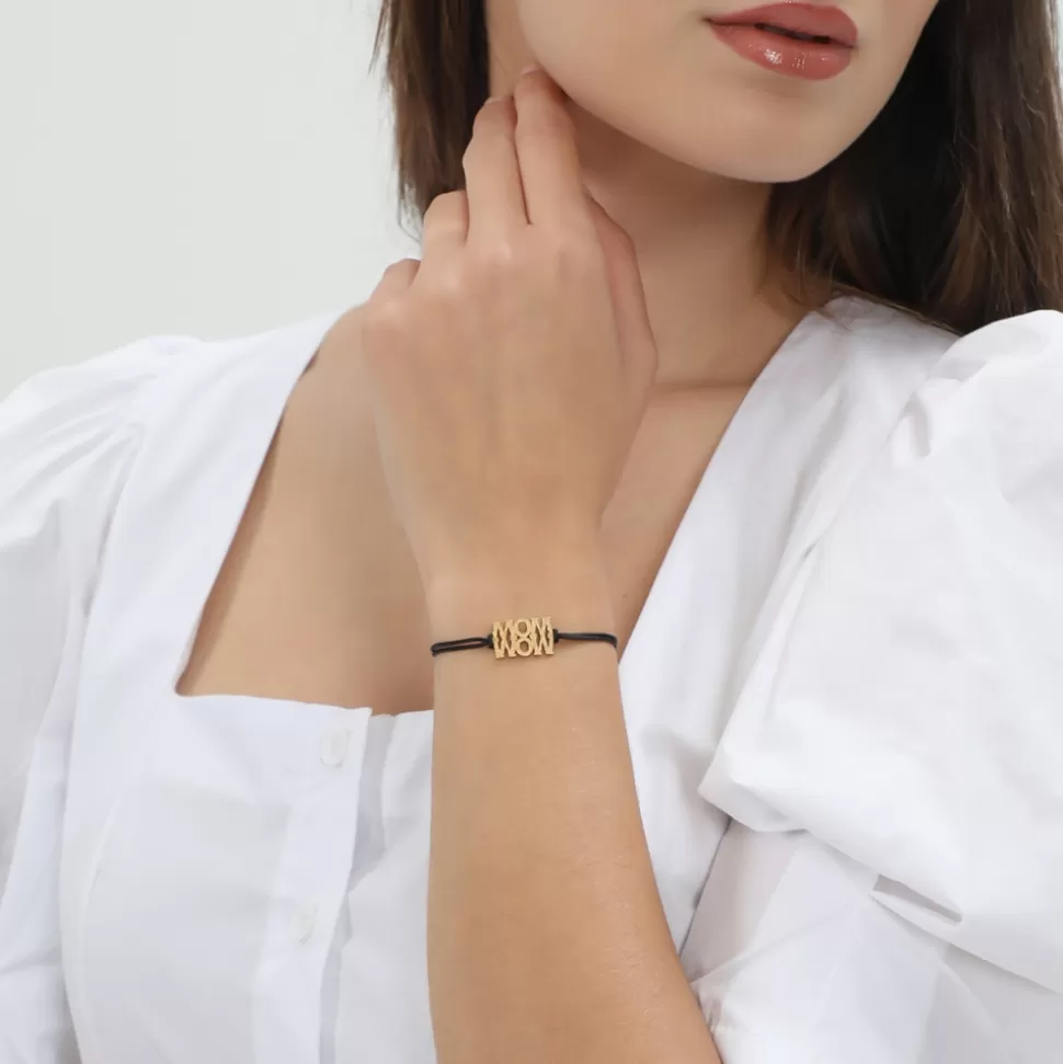 Women Folli Follie Bracelets^Fashionable.Mecord Bracelet With Matte Gold Plated Word "Mom"