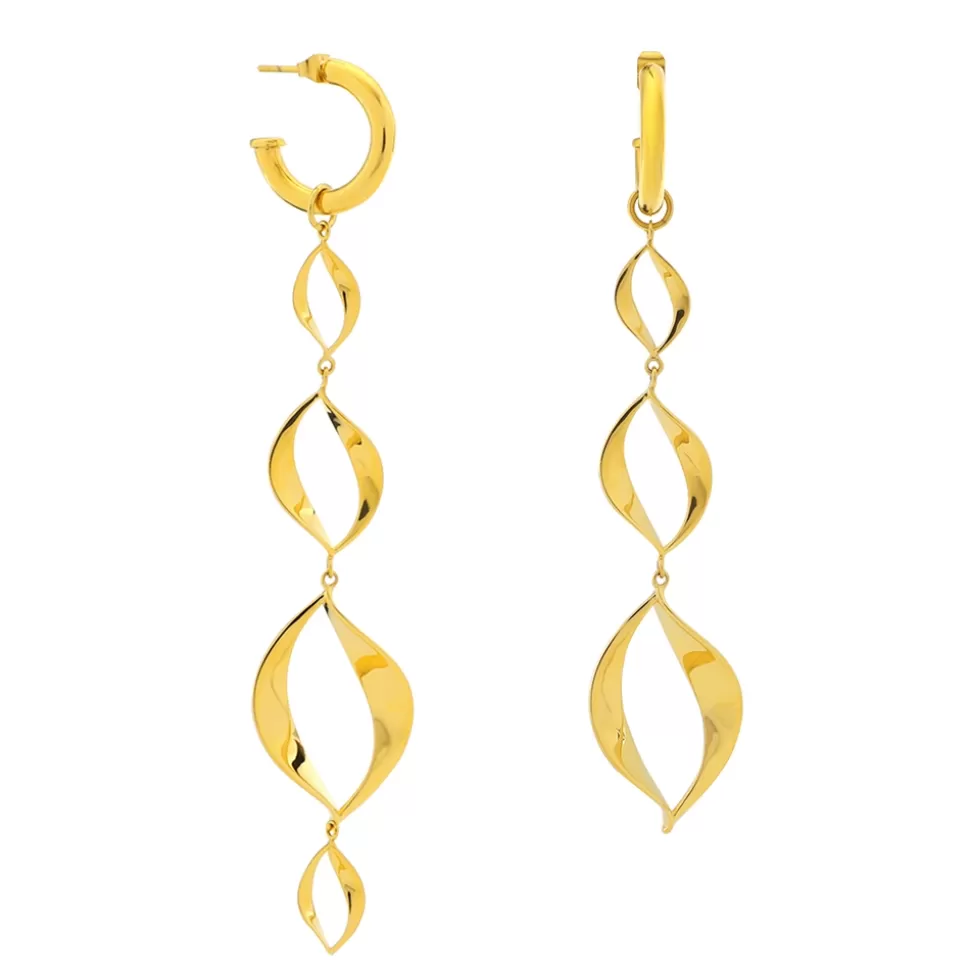 Women Folli Follie Earrings^Flaming Soul Long Asymmetric Gold Plated Earrings