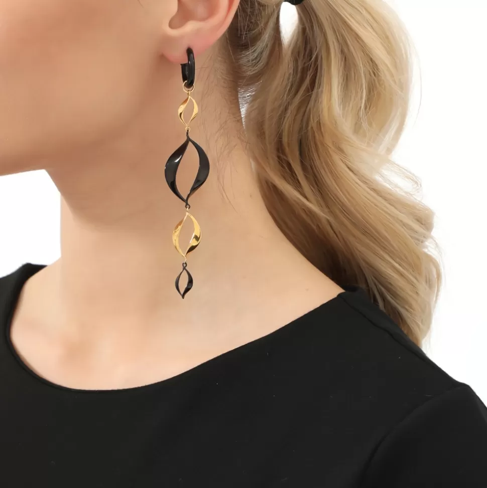 Women Folli Follie Earrings^Flaming Soul Long Asymmetric Gun Earrings With Gold Plating