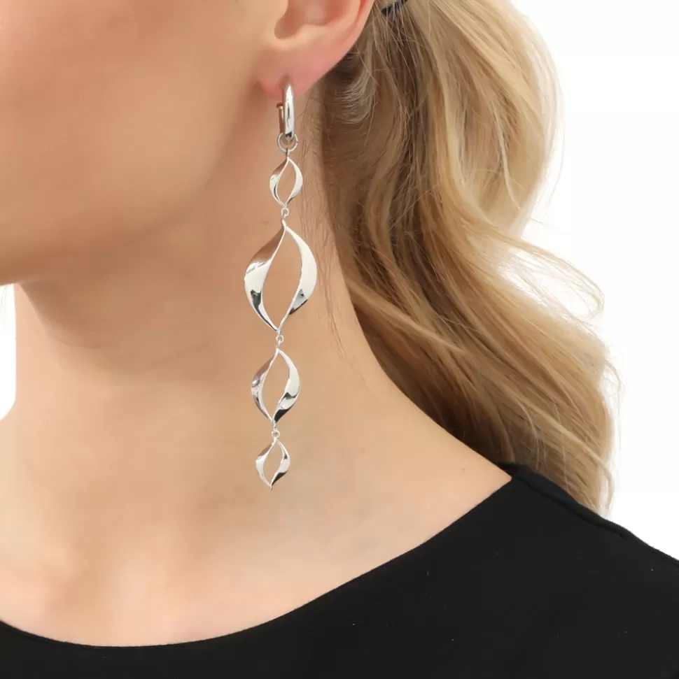 Women Folli Follie Earrings^Flaming Soul Long Asymmetric Silvery Earrings