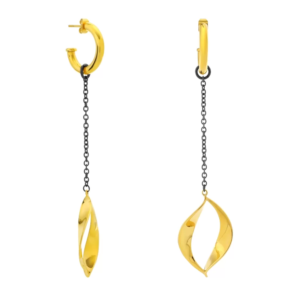 Women Folli Follie Earrings^Flaming Soul Long Bicolor Gun Earrings With Gold Plating
