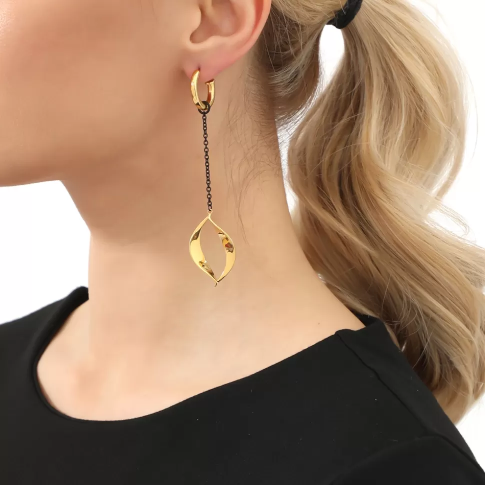 Women Folli Follie Earrings^Flaming Soul Long Bicolor Gun Earrings With Gold Plating