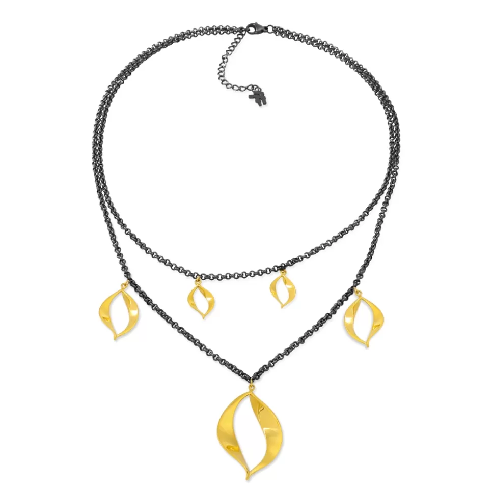Women Folli Follie Necklaces^Flaming Soul Short Double Chain Gun Necklace With Gold Plated Motifs
