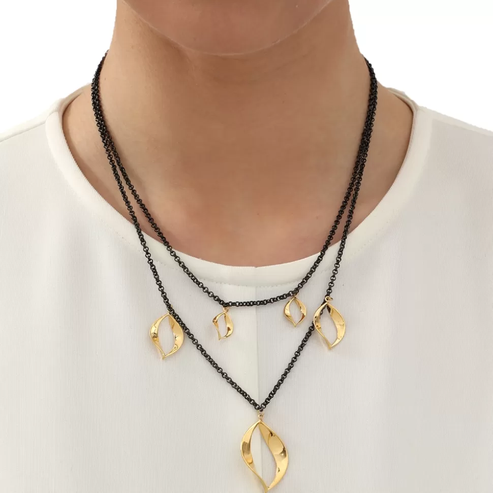 Women Folli Follie Necklaces^Flaming Soul Short Double Chain Gun Necklace With Gold Plated Motifs