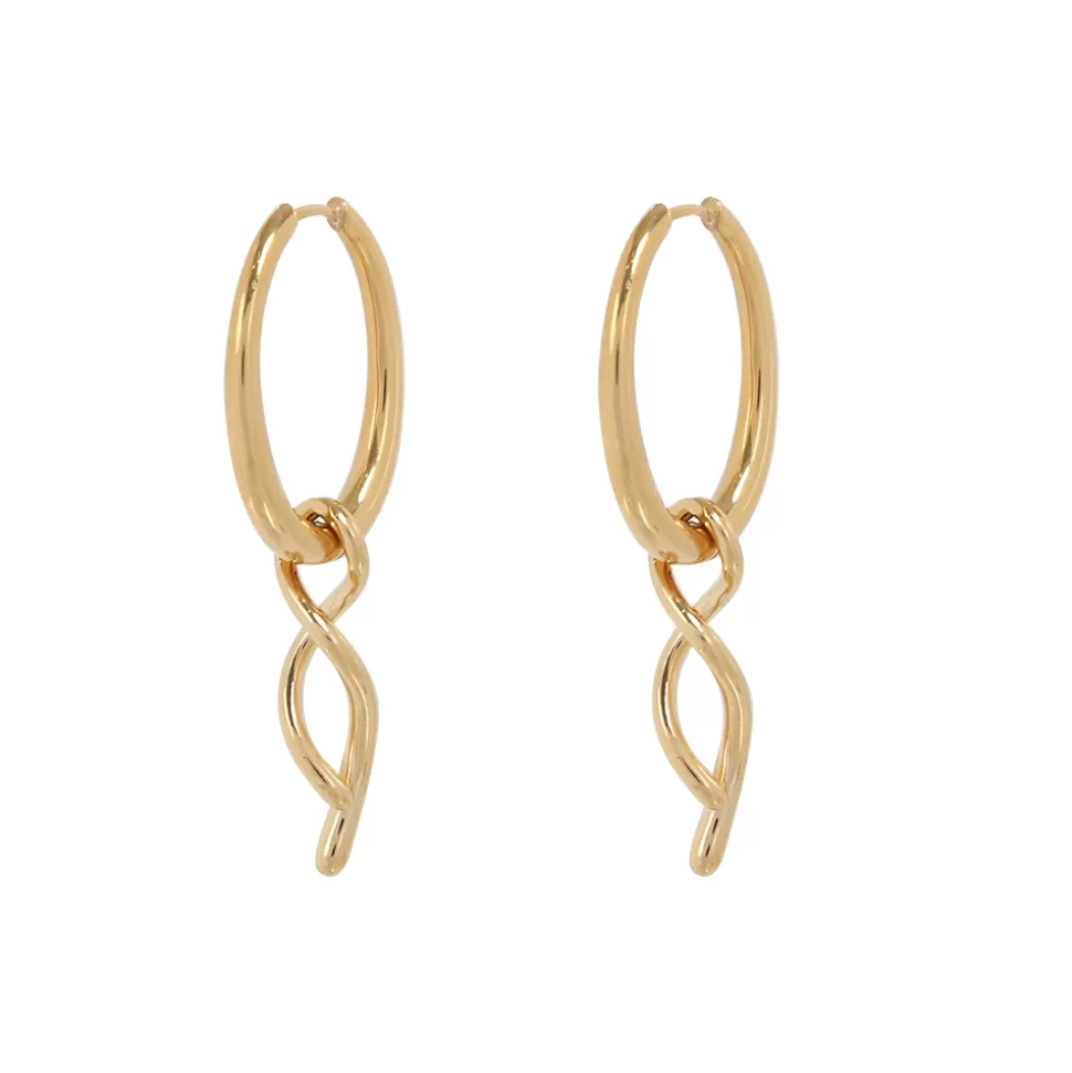 Women Folli Follie Earrings^Fluidity Color Gold Plated Hoops With Spiral Motif