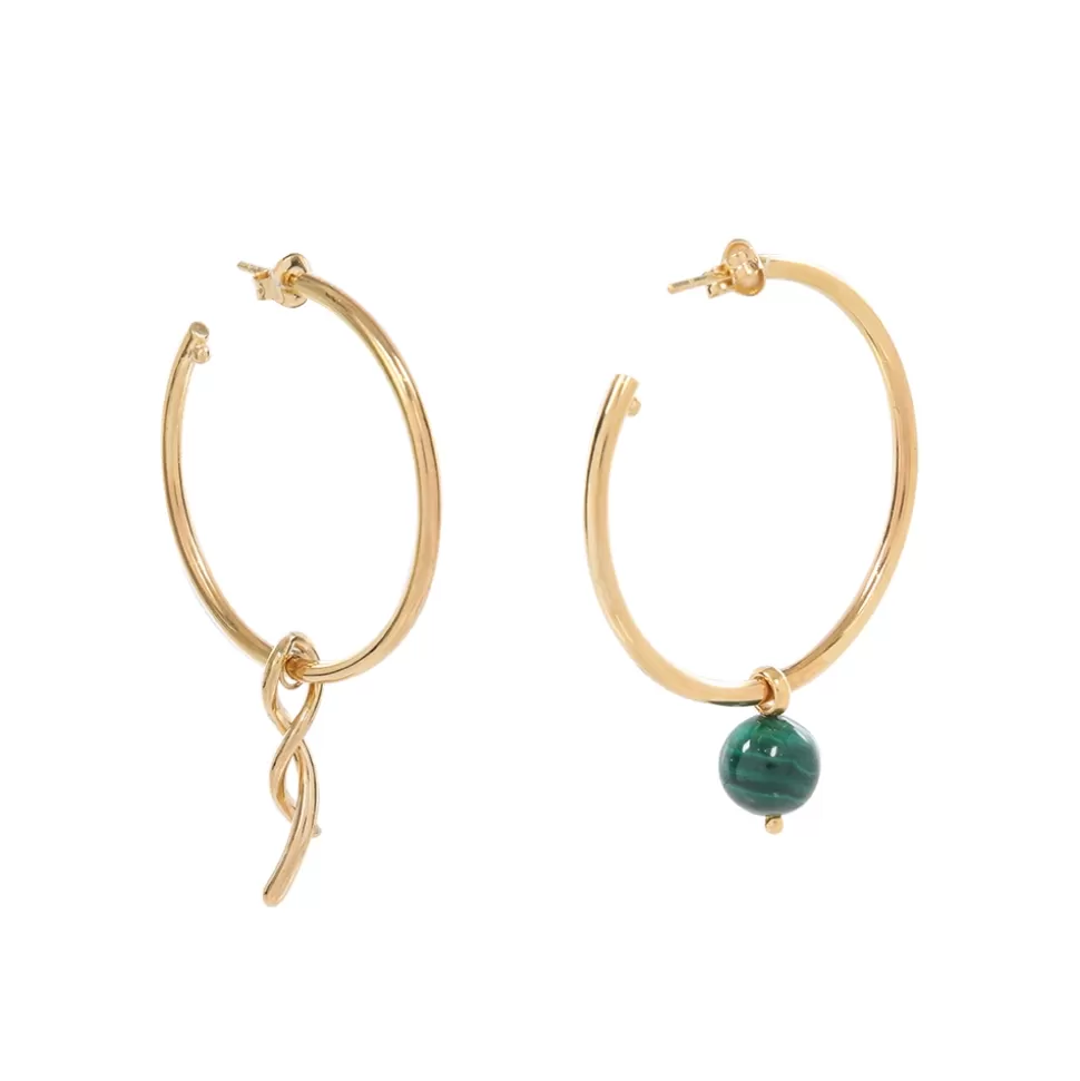 Women Folli Follie Earrings^Fluidity Color Gold Plated Mismatched Hoops