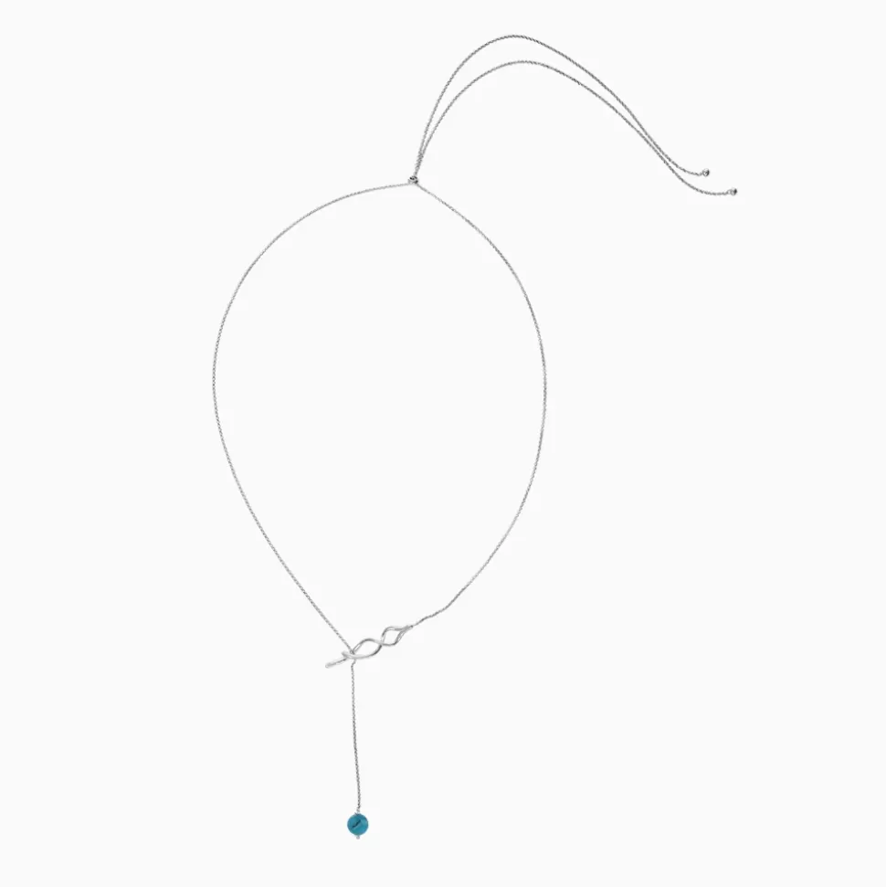 Women Folli Follie Necklaces^Fluidity Color Silver Plated Brass Necklace With Spiral Eternity And Turquoise Sphere Motifs